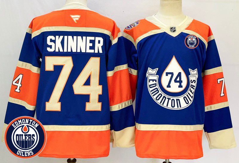 Men Edmonton Oilers 74 Skinner Blue Fanatics 2025 NHL Jersey style 1